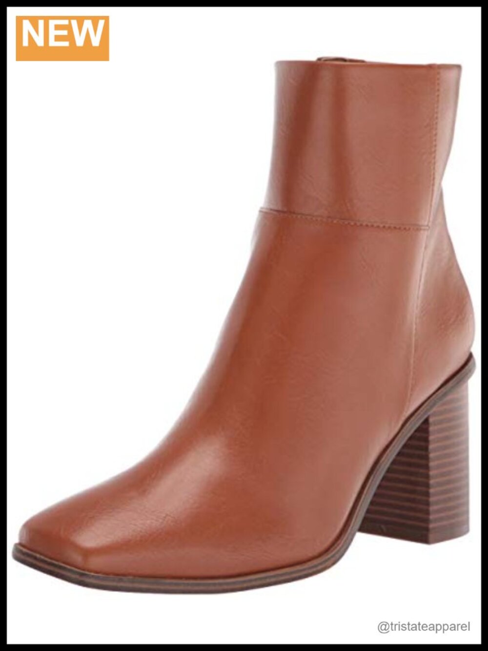 The Drop Ibita Ankle Boots Women's Square Toe Block Heel Side Zip Bootie 3 inch